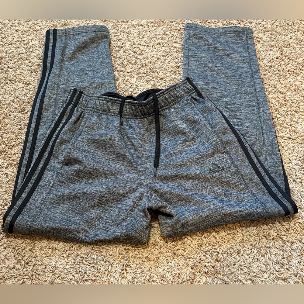 Men’s Adidas 3 Stripe Heathered Gray Sweatpants size M